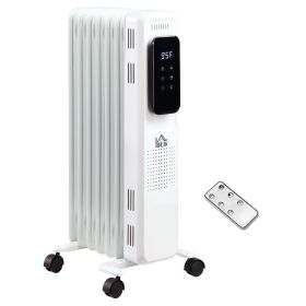 HOMCOM Electric Space Heater, Freestanding 161 Sq. Ft. Fireplace Heater with 3 Modes, Timer, and Remote, 600/900/1500 W, White