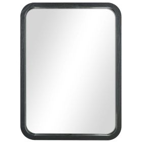 22inx30in Rounded Edge Rectangular Black Finish Wall Mirror