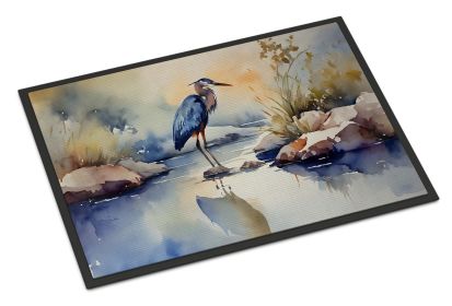 NEW Blue Heron Doormat Front Door Mat Indoor Outdoor Rugs for Entryway, Non Slip Washable Low Pile, 18H X 27W