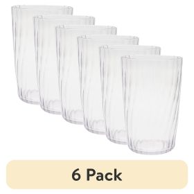 (6 pack) 20-Ounce Acrylic Tall Embossed Swirl Tumbler, Clear