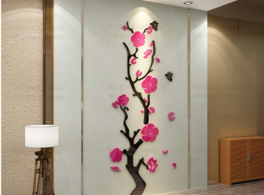 Plum Blossom Porch Decoration Wall Stickers (Option: Pink-Small)