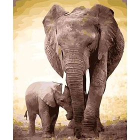 Mom and baby elephant painting (Option: 40x50cm)