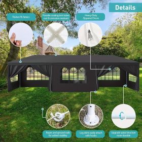 1 Set of 10'x30' Party Tent Canopy for Outdoor Weddings, Heavy-Duty Waterproof Event Shelter with Removable Sidewalls, Ideal for Parties, Booths (Color: Black)