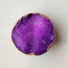 Golden Edge Natural Stone Device Grip (Color: Raw Purple)