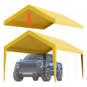 VEVOR Carport Replacement Canopy Cover 10 x 20 ft, Garage Top Tent Shelter Tarp Heavy-Duty Waterproof & UV Protected (Model Type: Top Tarpaulin with Edges, Color: Beige)